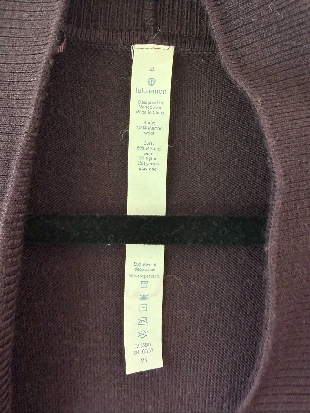 lululemon wool cardigan wrap sz4 Sit In Lotus